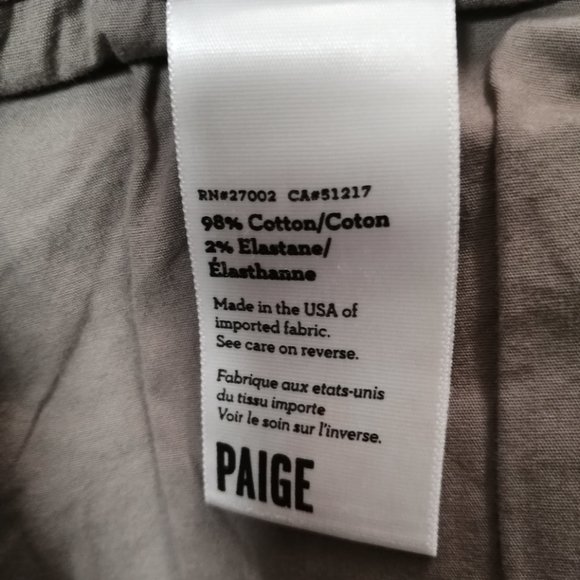 BNWT Paige Men's Pants Artillery Size 38W x 47L - Picture 10 of 10